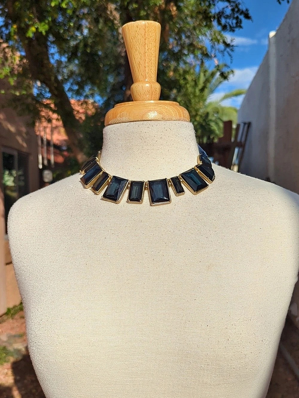 Chico's Blue & Gold Statement Necklace